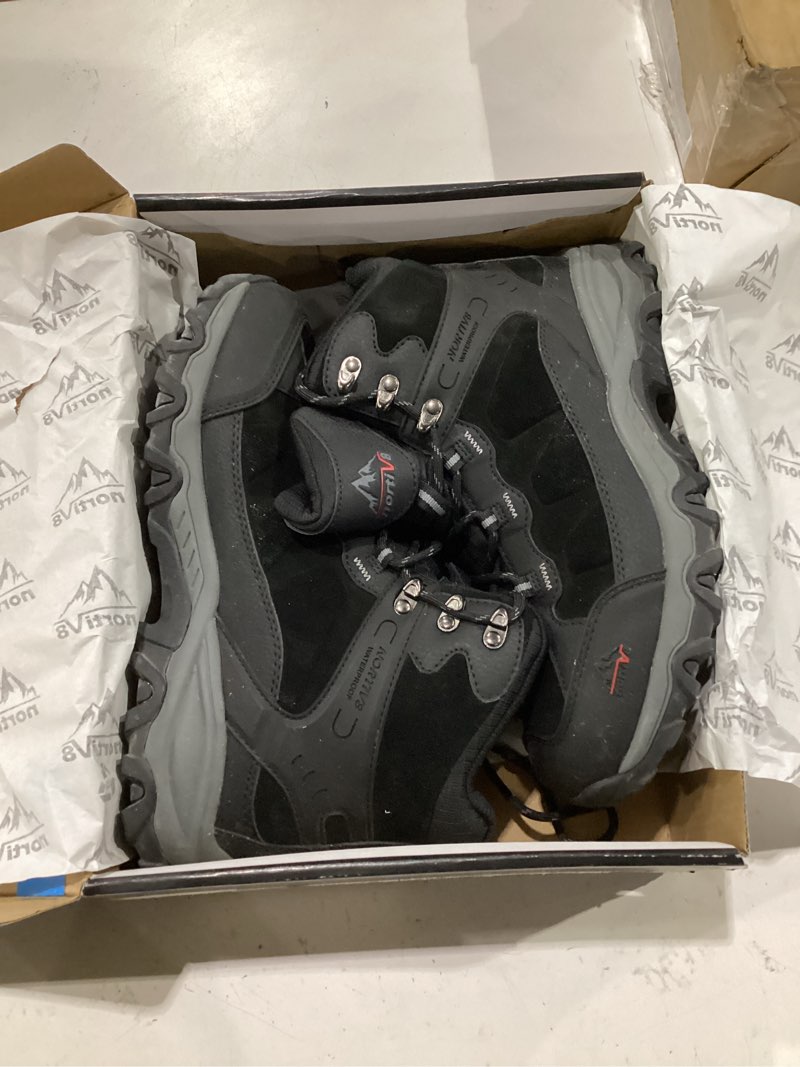 Condition photo showing Good Condition for nortiv 8 men's waterproof lightweight hiking boots | mid top suede hiking boots for outdoor trekking, camping and mountaineering paladin 9 wide black