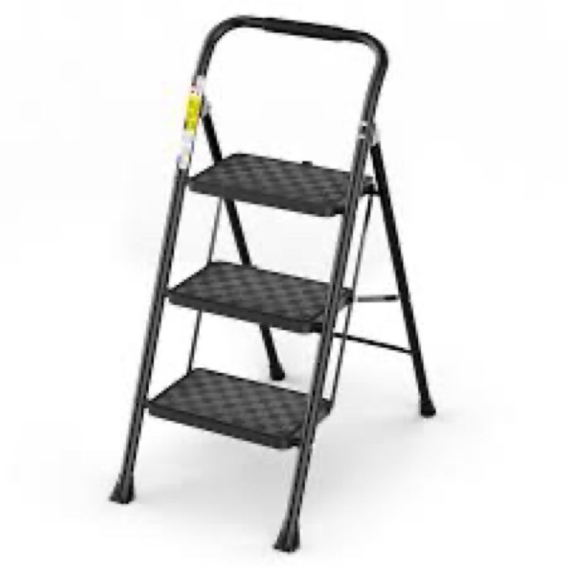 HBTower 3 Step Ladder, 3 Step Stool for Adults, 3 Step Ladder Folding Step Stool with Cushioned Hand