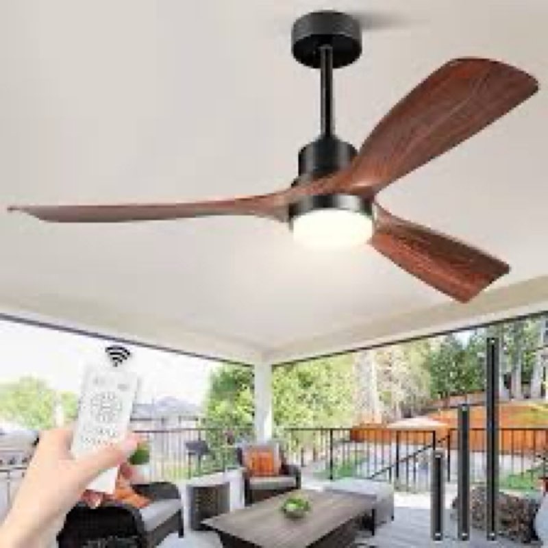 Ceiling Fans with Lights and Remote, 60 Inch 3 Blade Modern Wood Ceiling Fan with 3 Downrods, Quiet 