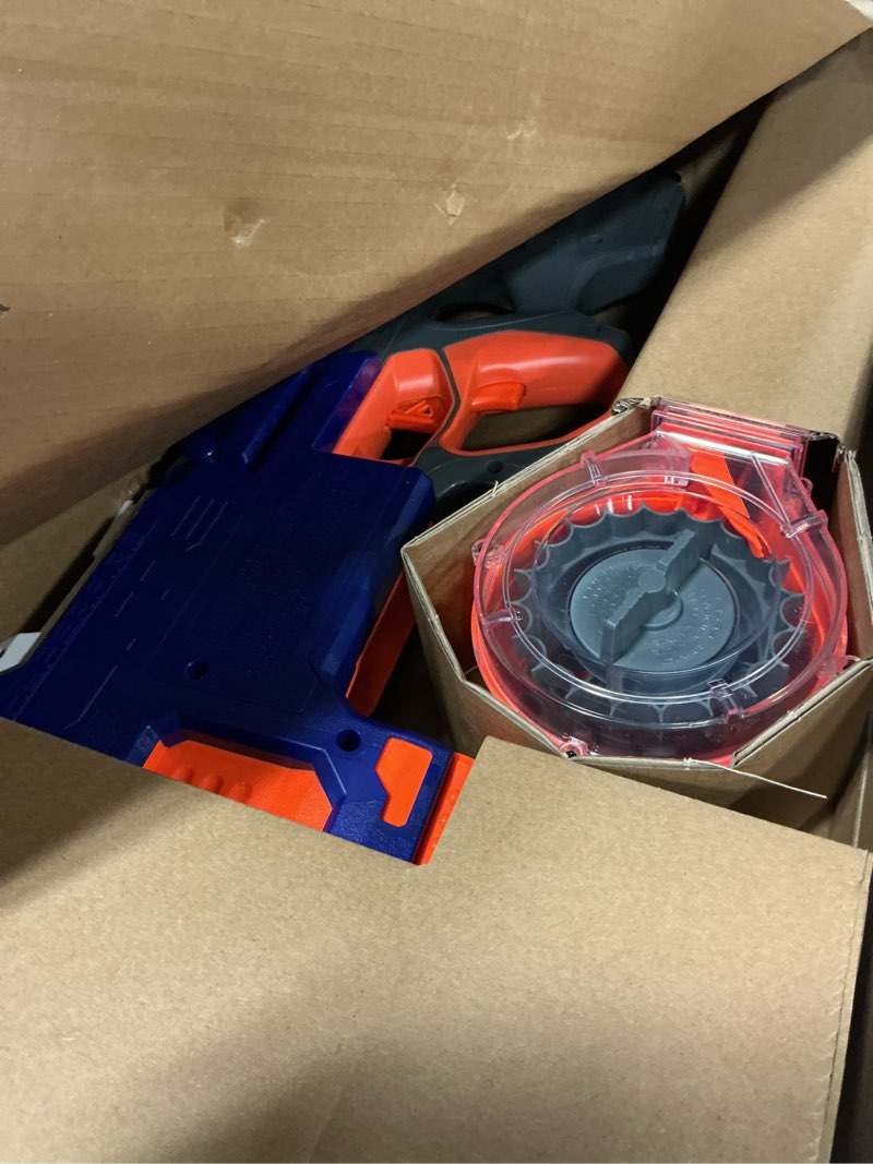 Condition photo showing Good Condition for nerf hyperfire motorized elite blaster, 25-dart drum, fires up to 5 darts per second, includes 25 official elite darts (amazon exclusive)