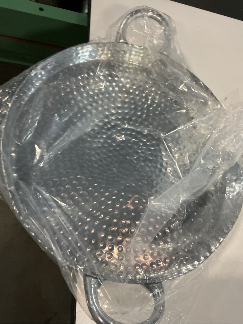 Condition photo showing New/Like New for India Handicrafts Hammered Round Scalloped Silver Tone 19 inch Metal Tray Platter Medium Silver Tone