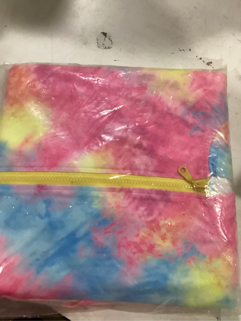 Condition photo showing New/Like New for Kgromfy Tie Dye Jumpsuits Womens Onesie Pajamas Hooded Homewear Nightwear Sleepwear Party Costumes Pink Yellow Small