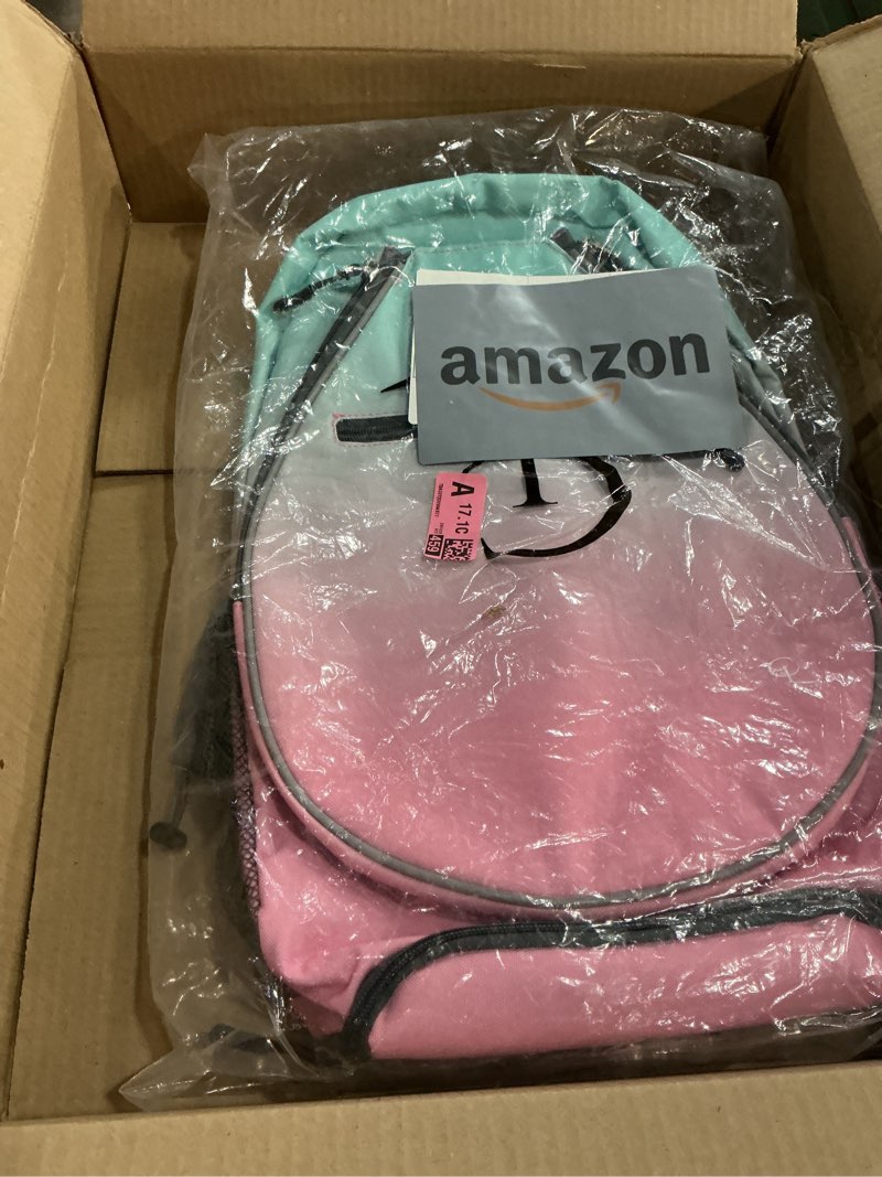 Condition photo showing Good Condition for Kids Tennis Backpack, Boys and Girls Junior Bag, For Junior Tennis Rackets, Multiple Pockets with Shoe Compartment, Mesh Padded Straps Pink Aqua