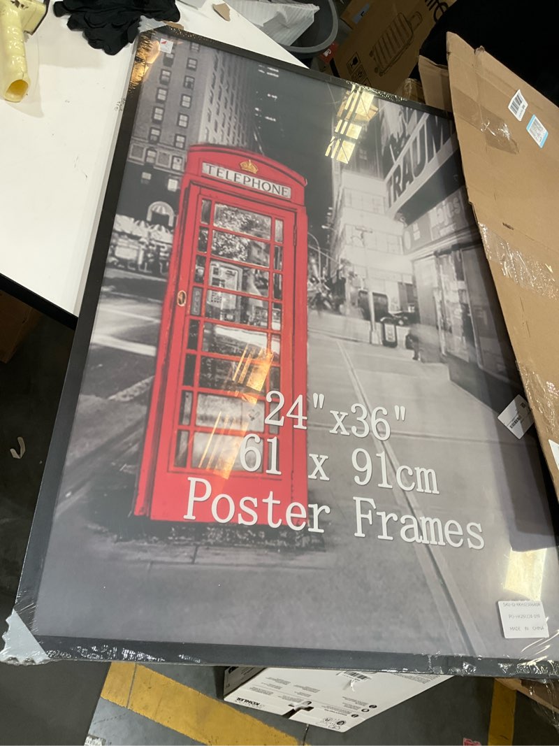 Condition photo showing Good Condition for lavezee 24x36 poster frame black display 24 x 36 inch photo picture frame for wall, metal 24 by 36 frame for wedding christmas birthday thanksgiving mother's day black 24x36