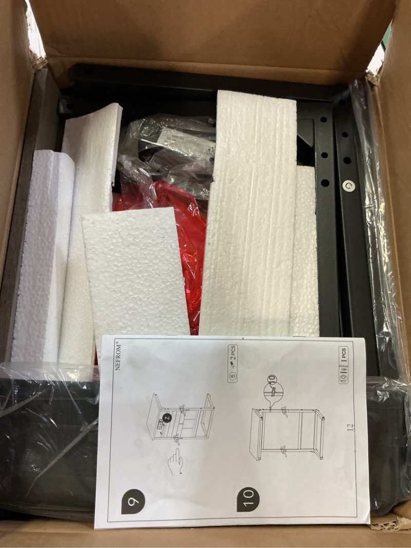 Condition photo showing Good Condition for c-shaped end table with fast-charging station, small couch side table with storage bag, sofa tv tray table for living room, bedroom, bedside et-gy-w1 greige 1