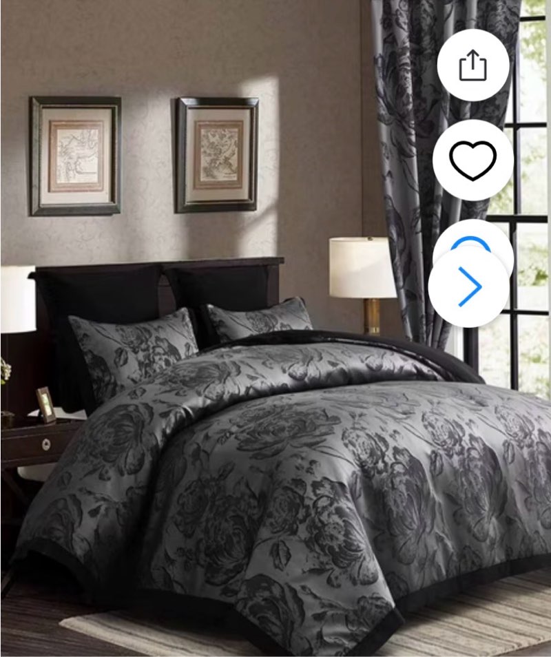 JSD 7 Piece Jacquard Comforter Set Queen, Luxury Gray Bed in a Bag, Reversible Comforter Set with Sh