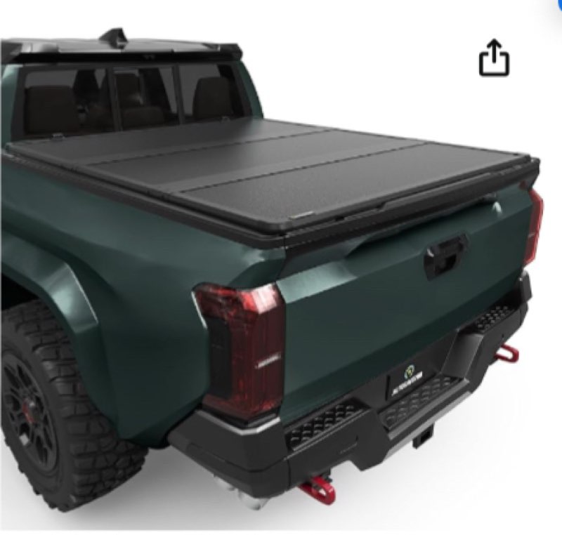 autosaver88 frp hard tri-fold truck bed tonneau cover fits for toyota tacoma 2024 2025 5ft bed (excl. trail edition) with deck rail system