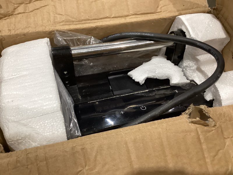 Condition photo showing As Is for 1200w belgian waffle maker with 4-slice, waffle iron with nonstick plates, time & temp control, lcd display, perfect waffle machine for kids and families, stainless steel, silver