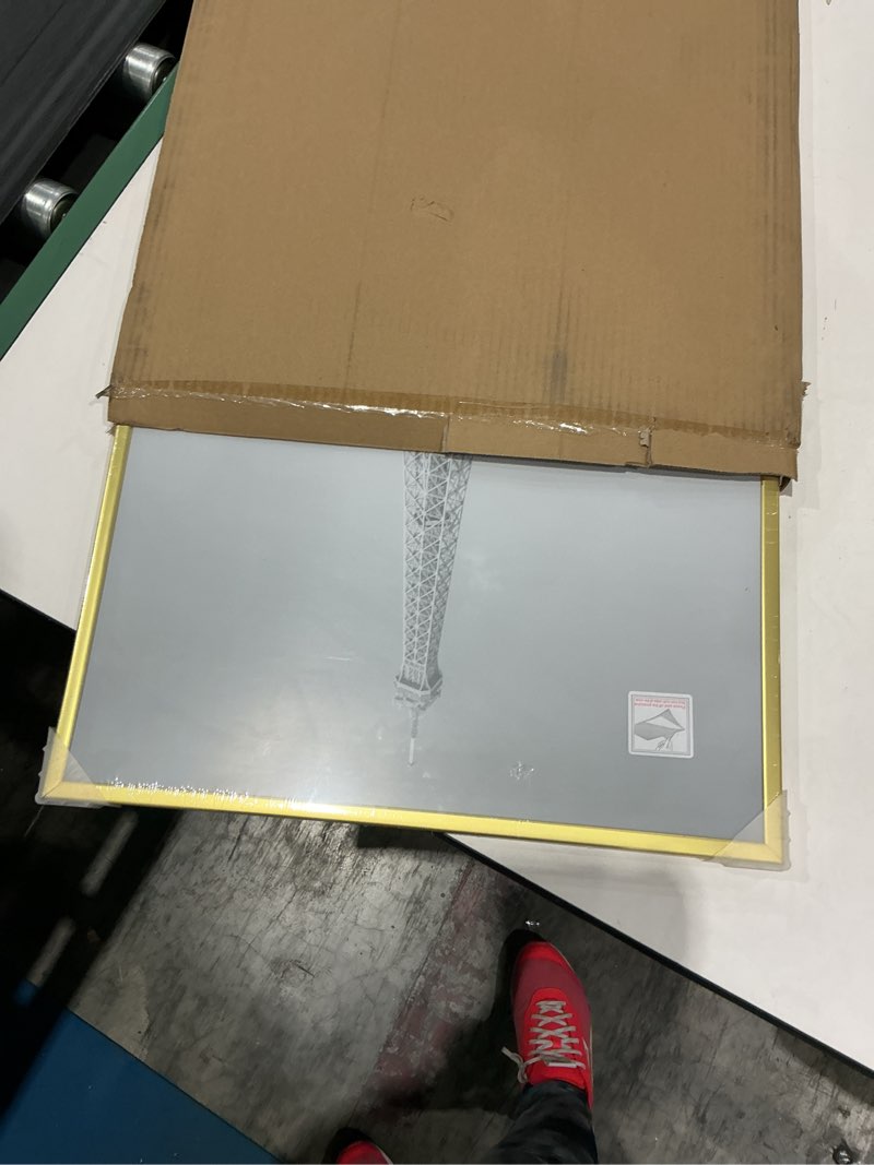 Condition photo showing New/Like New for upsimples 18x24 picture frame gold 3 pack, scratch-proof poster frames 18 x 24 for photo gallery - slide-in strips, horizontal or vertical wall mounting gold 18x24