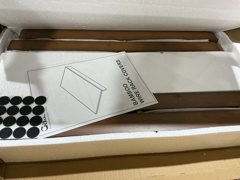 Condition photo showing Good Condition for Wire Shelf Covers, Bamboo Wire Rack Covers for Pantry, Closet (4pcs, 26" W x 16" D) 26"W x 16"D 4