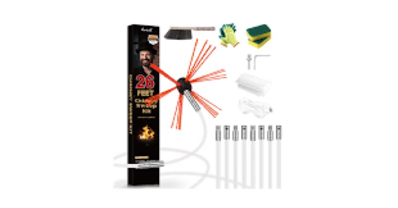 Morinoli 26 Feet Chimney Sweep Kit, Chrome Button Locking System, Chimney Cleaning Kit, Chimney Brus