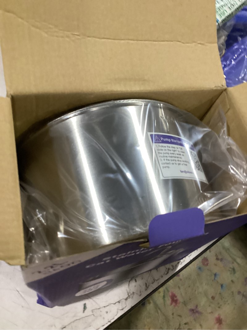 Condition photo showing Good Condition for cat water fountain stainless steel: cat fountain for drinking with 6 filters + 3 sponges - 74oz/2.2l pet water fountain for cats inside - quiet cats water bowl dispenser - kitten drinking fountains 74oz fountain+6 filters +3 sponges