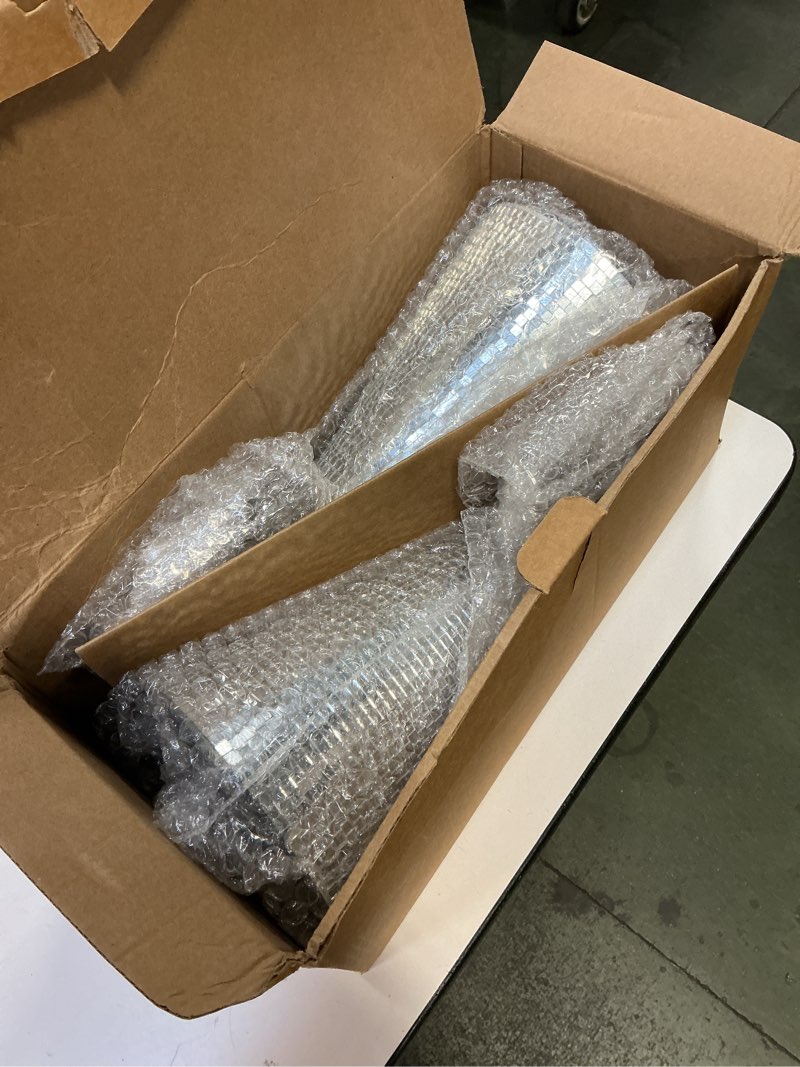 Condition photo showing New/Like New for Silver Glass Trees Set of 6, 17" 15" 13" Small Tabletop Christmas Tree Handmade Disco Decor for Xmas Table Party Centerpiece Decoration 6PCS Silver