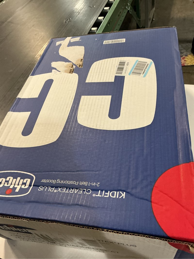Condition photo showing New/Like New for chicco kidfit cleartex plus 2-in-1 belt-positioning booster car seat, backless and high back booster seat, for children aged 4 years and up and 40-100 lbs. | reef/navy