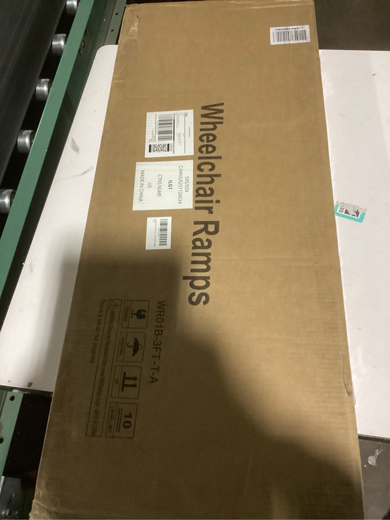 Condition photo showing Good Condition for fachnuo 3 feet portable wheelchair ramp, non-skid aluminum handicap ramps with handle, folding threshold wheel chair ramp for home steps, stairs, entry, threshold, curbs, stairs, 800lbs capacity aluminum 3ft(using height 3-9'')