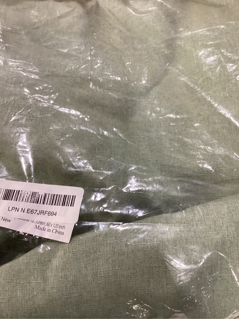 Condition photo showing New/Like New for veblandy rectangle tablecloth linen textured waterproof & stain resistant table cloth wrinkle free decorative fabric farmhouse table cover for dining/party/buffet/wedding, 60 x 120 inch, sage green 120" x 60" (rectangular) sage green