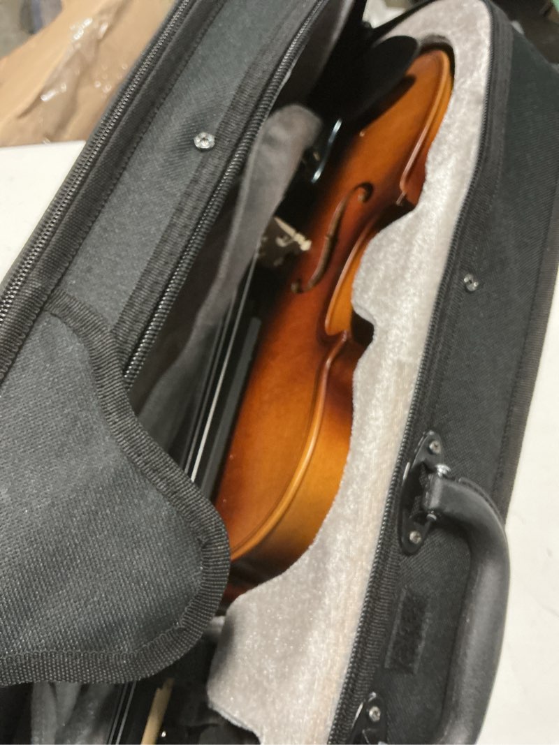 Condition photo showing As Is for Similar incomplete Vangoa Violin 1/2 Size Set Fiddle, Handcrafted Half Size Starter Acoustic Violins Kit with Solid Wood Side Board, Lightweight Hard Case for Beginners Learners, Children, Kids, Adults, Right Handed 1/2 Gradient Brown & Solid Wood Sides