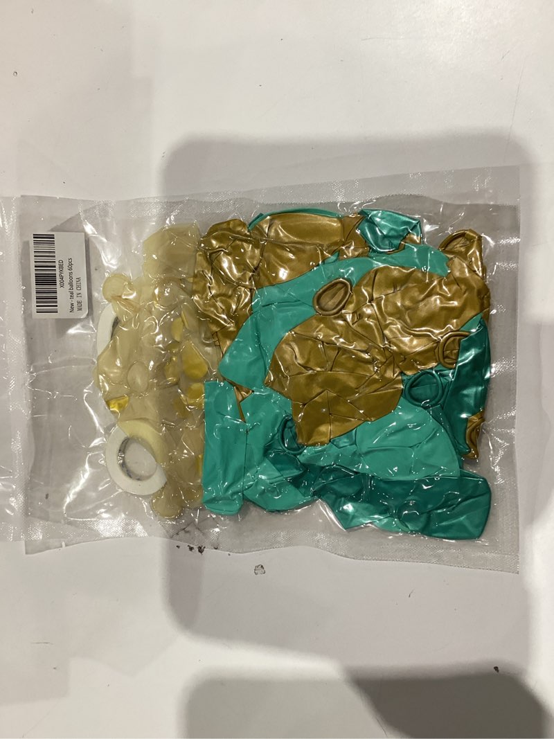 Condition photo showing New/Like New for Teal Balloons,60 pcs 12 Inch Mint Green Metallic Gold Metallic Green Gold Confetti Balloons for Birthday Baby Shower Wedding Anniversary Graduation Jungle Theme Party Decorations