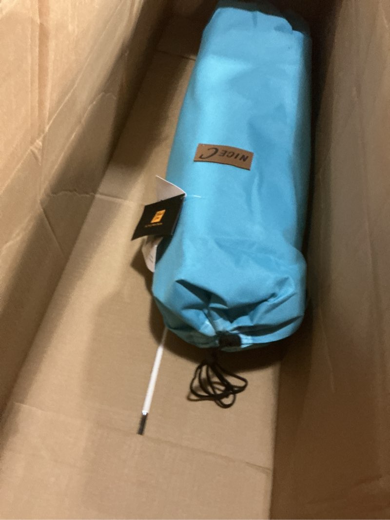 Condition photo showing New/Like New for nice c low beach camping folding chair, ultralight backpacking chair with cup holder & carry bag compact & heavy duty outdoor, camping, bbq, beach, travel, picnic, festival (set of 1 blue) sky blue