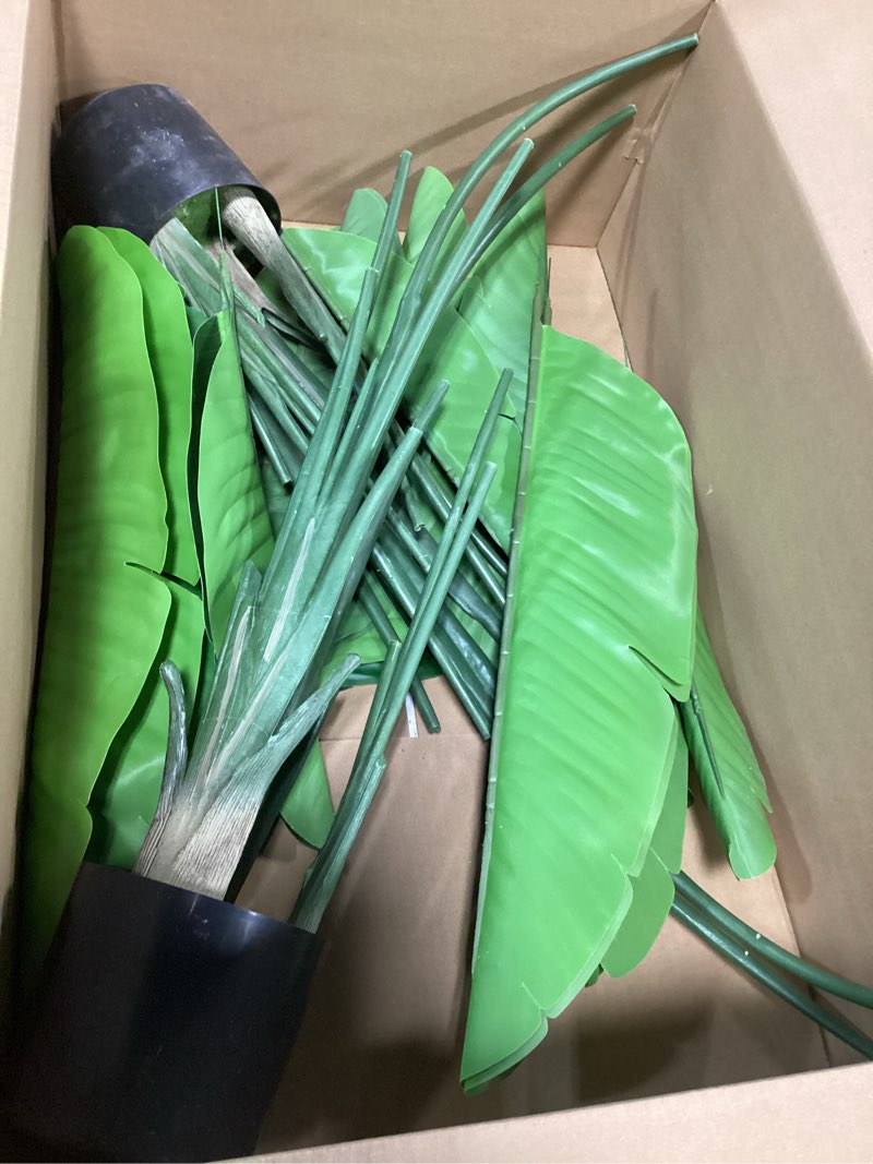 Condition photo showing As Is for 2Packs 5FT Artificial Bird of Paradise Plant,Faux Palm Tree Potted Plant with Real Touch Leaves,Fake Trees for Home Living Room Office Indoor Outdoor Decor(5 FT-2Packs) 5FT-2Packs Bird of Paradise