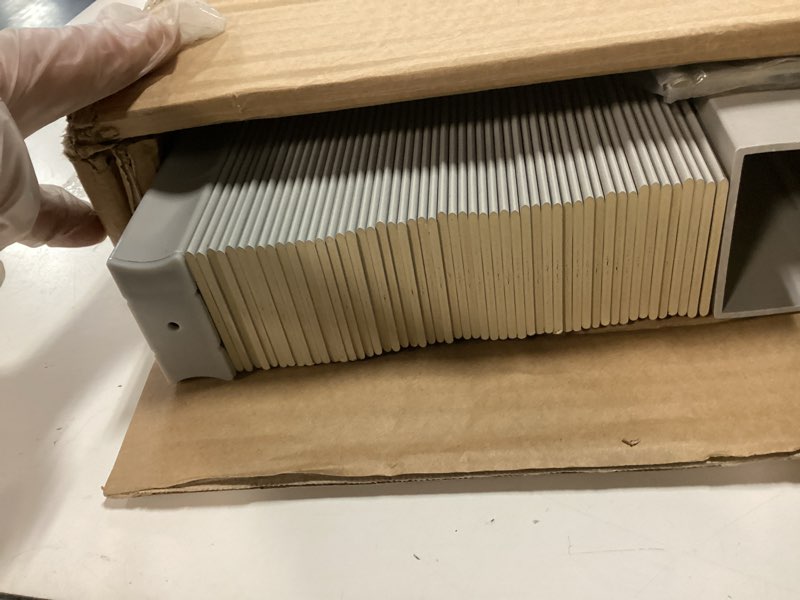 Condition photo showing New/Like New for arlo blinds 2\\\" faux wood cordless horizontal blinds with crown valance, 35x 96 white