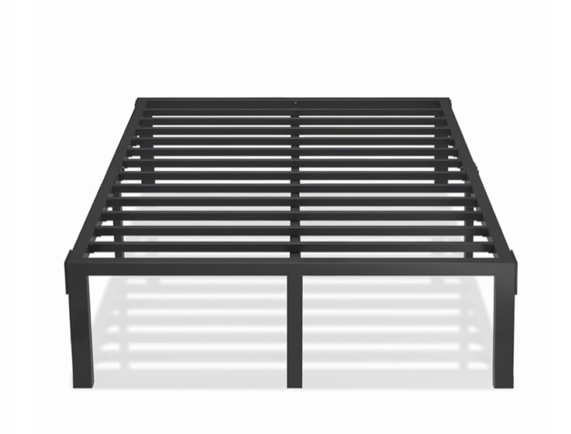 wjorata metal platform full bed frame with headboard sturdy steel slats support no box spring needed
