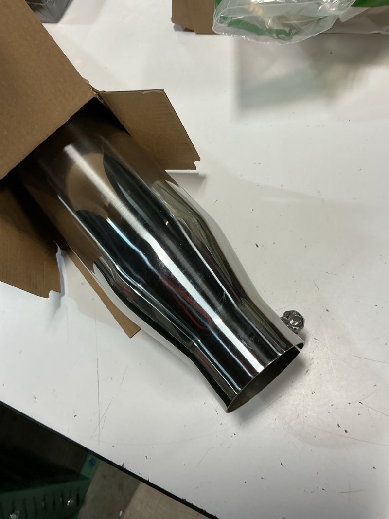 Condition photo showing Good Condition for lcgp 2.25 inch inlet exhaust tip,2.25" x 3.5" x 12" polished exhaust tailpipe tip for truck with bolt on design 2.25"x3.5"x12" polished