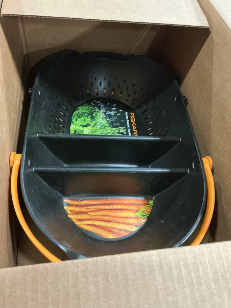 Condition photo showing Good Condition for Fiskars Garden Harvest Basket - Container for Gardening and Harvesting with Tool Caddy - Harvesting Basket Doubles as a Colander for Vegetables and Fruits - Garden Accessories