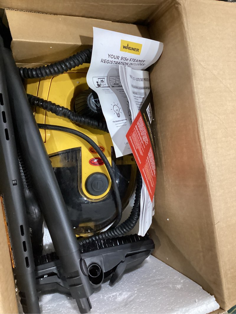Condition photo showing As Is for Wagner Spraytech 0282014 915e On-Demand Steam Cleaner & Wallpaper Removal, Multipurpose Power Steamer, 18 Attachments Included (Some Pieces Included in Storage Compartment) For Floor 915 Steam
