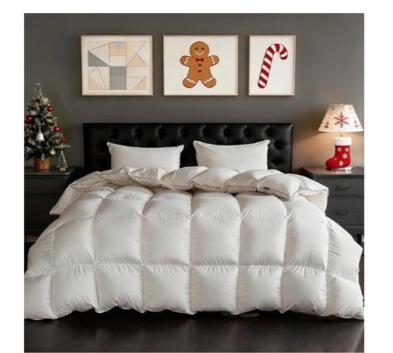 TOPGREEN 100% Organic Feather Down Comforter Twin Size, Luxury Extra-Fluffy Duvet Insert, All Season