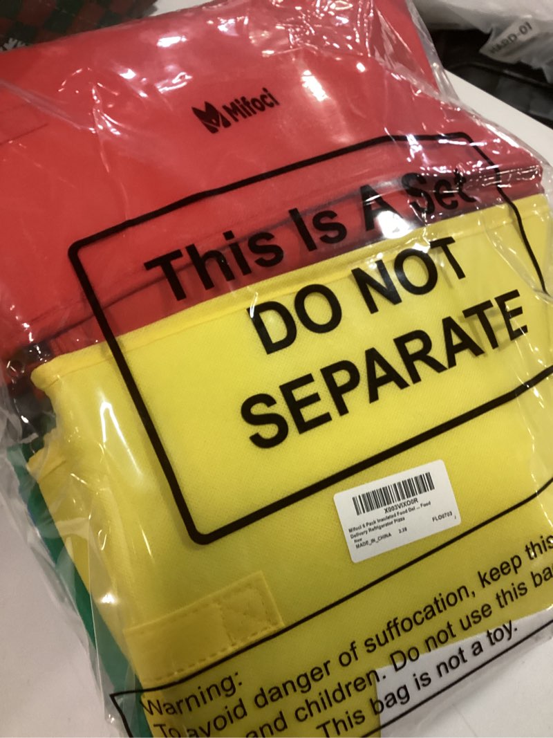 Condition photo showing New/Like New for Mifoci 6 Pack Insulated Food Delivery Bags Bulk, 16 x 10 x 13 Inch Insulated Take Away Bags, Reusable Grocery Shopping Bags with Zippered for Hot Cold Food Delivery Refrigerator Pizza