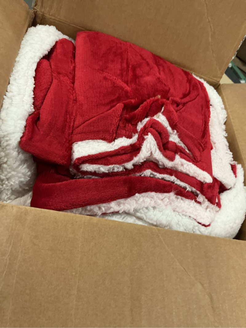 Condition photo showing As Is for Basic Beyond King Size Comforter Set - Thick Fleece Sherpa Comforter Set for Winter, Soft and Fuzzy 