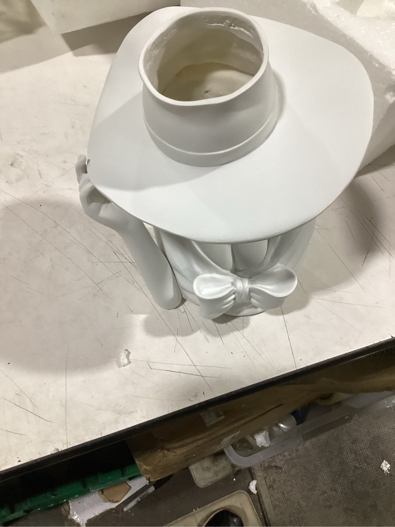 Condition photo showing Good Condition for elegant goddess body vase, greek head vase statue for home decoration, face planter flower vases for decor (full white)