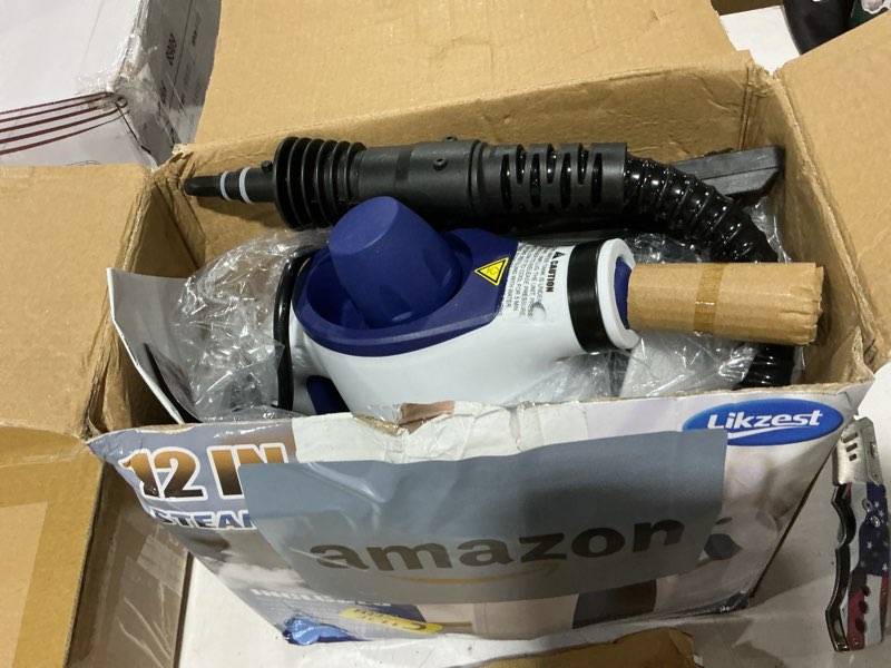 Condition photo showing Good Condition for handheld steam cleaner, 230°f pressurized steamer with no water spitting & continuous steam, 350ml chemical-free deep cleaning for grease & grime, 12 accessories for grout, bathroom, kitchen & car ice white & sky blue