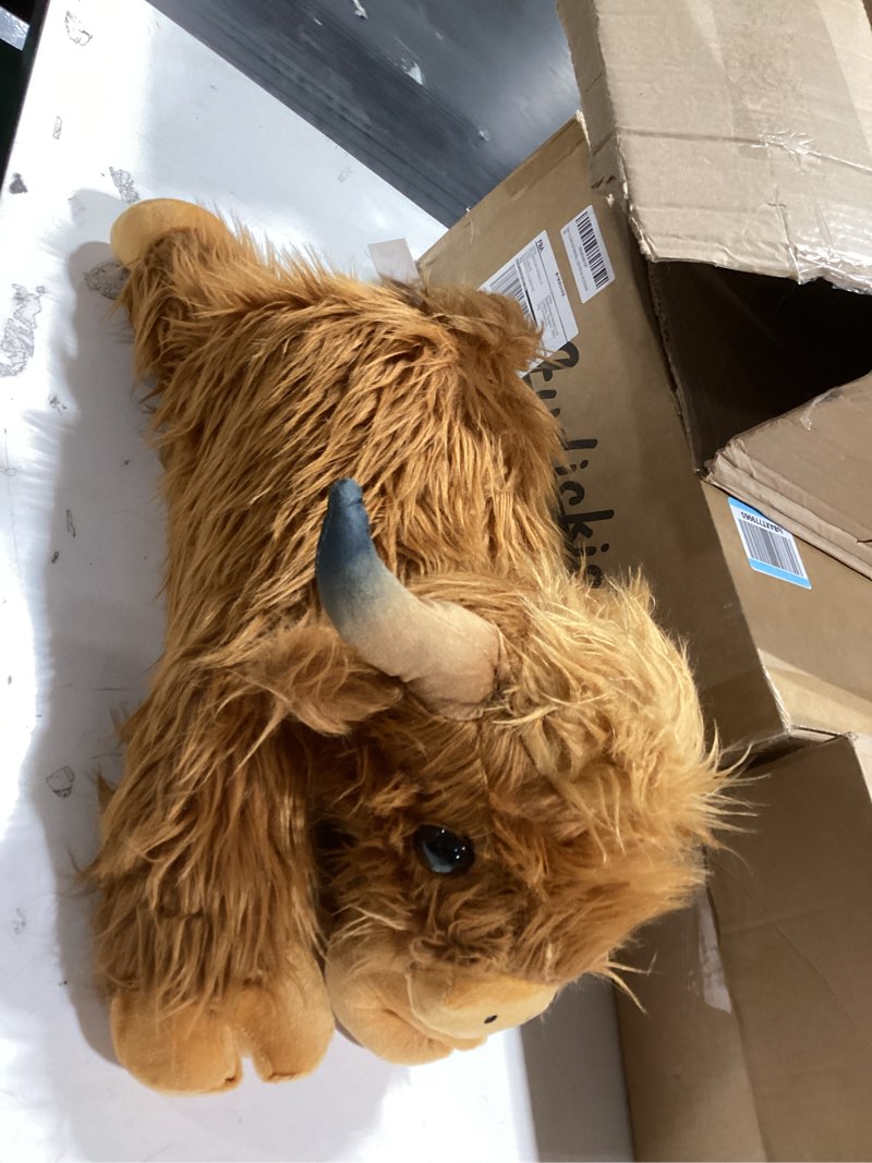 Condition photo showing Good Condition for JOD® 4lbs Highland Cow Weighted Stuffed Animals, 22inch Giant Highland Cow Gift Plushie Toy, Cute Stuffed Animal Highland Cattle Plush Pillow Women Adults Kid Bedtime Highland Cattle
