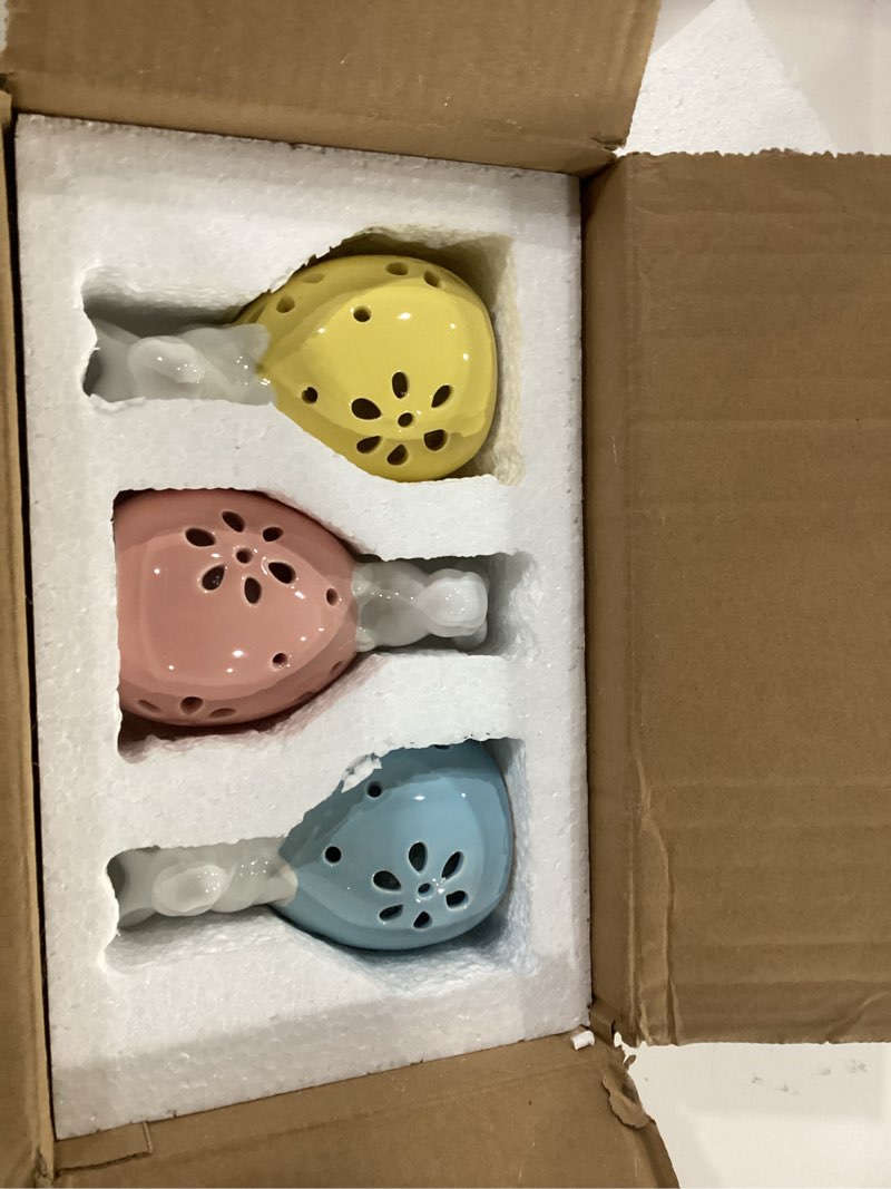 Condition photo showing New/Like New for frienda 3 pcs easter ceramic bunny figurine easter egg 5 inch led light up white bunny with egg luminous lighted decorative eggs for table, spring rabbit farmhouse rustic decoration