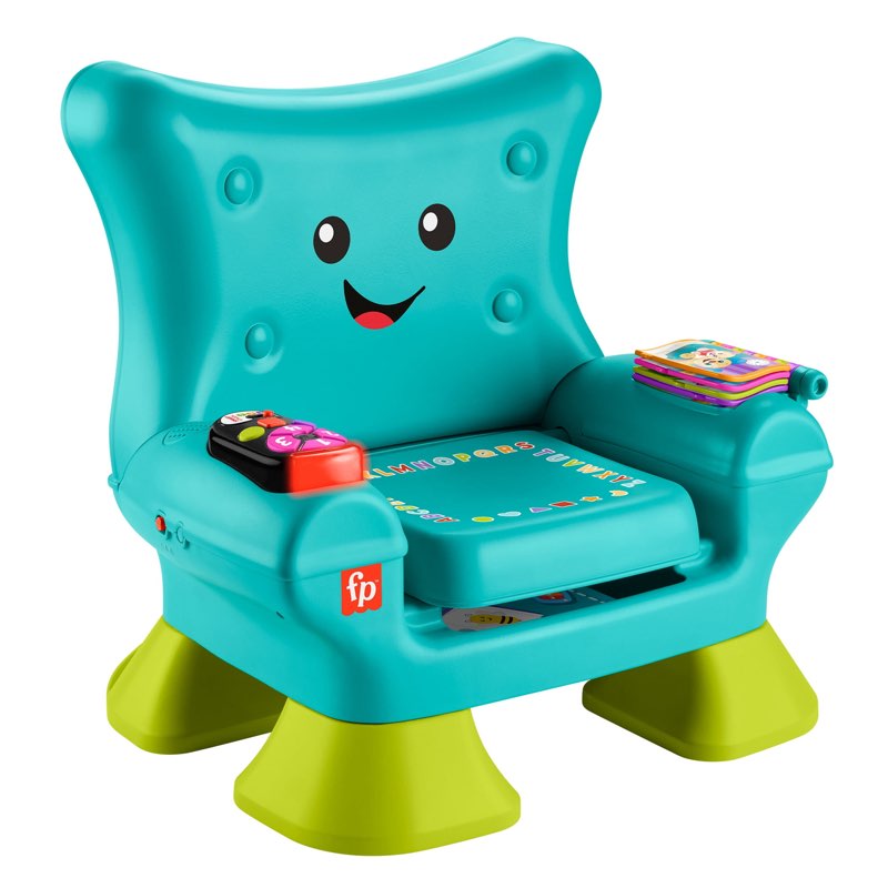 fisher-price laugh & learn smart stages chair electronic learning toy for toddlers, teal