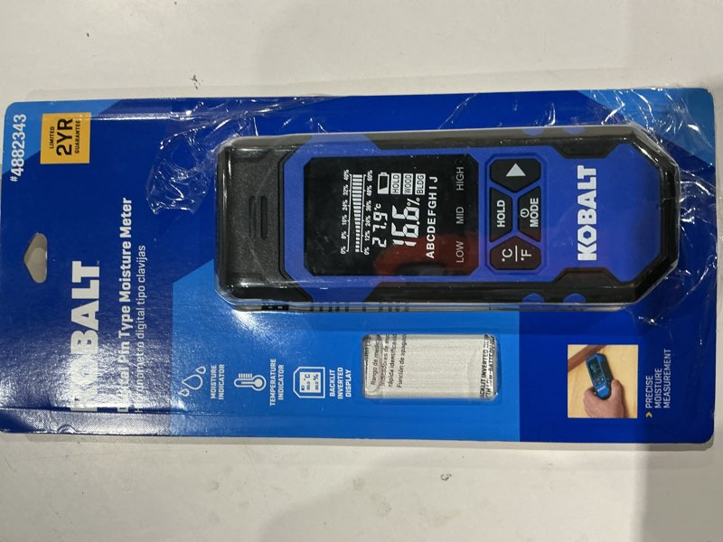 Condition photo showing As Is for kobalt digital display moisture meter 1 amp