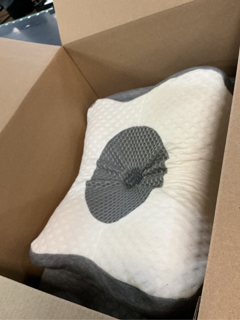 Condition photo showing Good Condition for no more aches neck pillow for pain relief, adjustable cervical pillow for neck support with armrest,odorless ergonomic contour memory foam pillows,orthopedic bed pillow for side back stomach lightgrey light grey