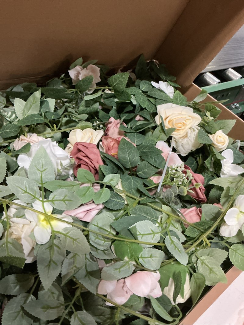 Condition photo showing Good Condition for meldel 10pcs wedding chair decorations aisle floral swag artificial pew flowers hanging garland white & pink for ceremony reception church rose floral faux arrangement party outdoor garden decor