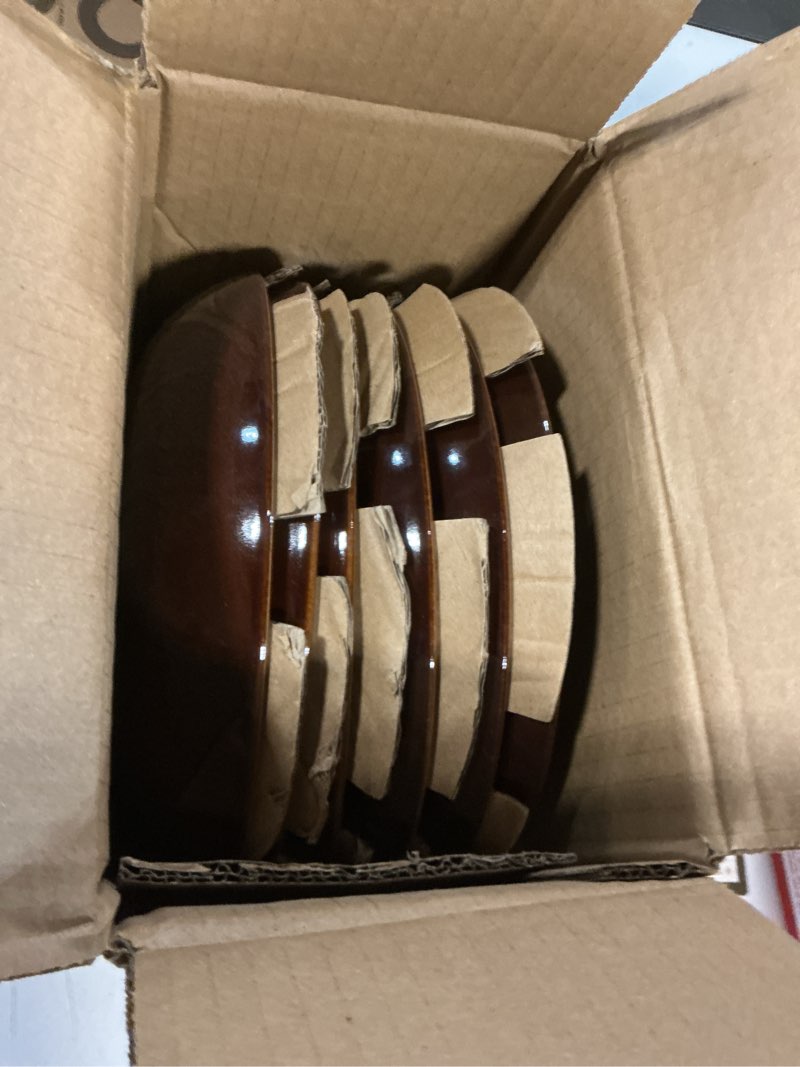 Condition photo showing Good Condition for pokini stoneware pasta bowls set of 6, 8.75 inch ceramic bowl set 32 oz, microwave & dishwasher safe bowl plates, large salad bowl for serving soup, pasta, noodle, dinner, brown green brown and green set of 6
