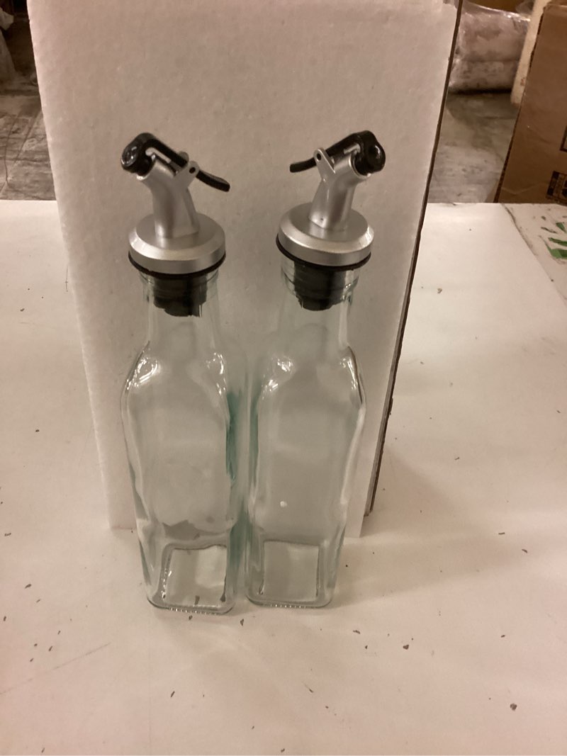 Condition photo showing New/Like New for gmisun olive oil dispenser bottle, oil dispenser bottle for kitchen, cooking oil and vinegar dispenser set 2pack, glass oil container cruet-oil pourer spout, funnel & labels, clear for oil, vinegar (2 bottles)