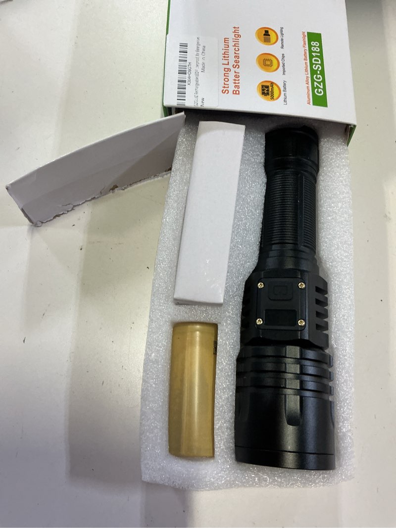 Condition photo showing New/Like New for rechargeable led flashlights 10000.00 high lumens, high powered waterproof tactical flashlight spotlight flashlight for home, bright flashlight black for outdoor camping emergency rechargeable flashlight 5000mah