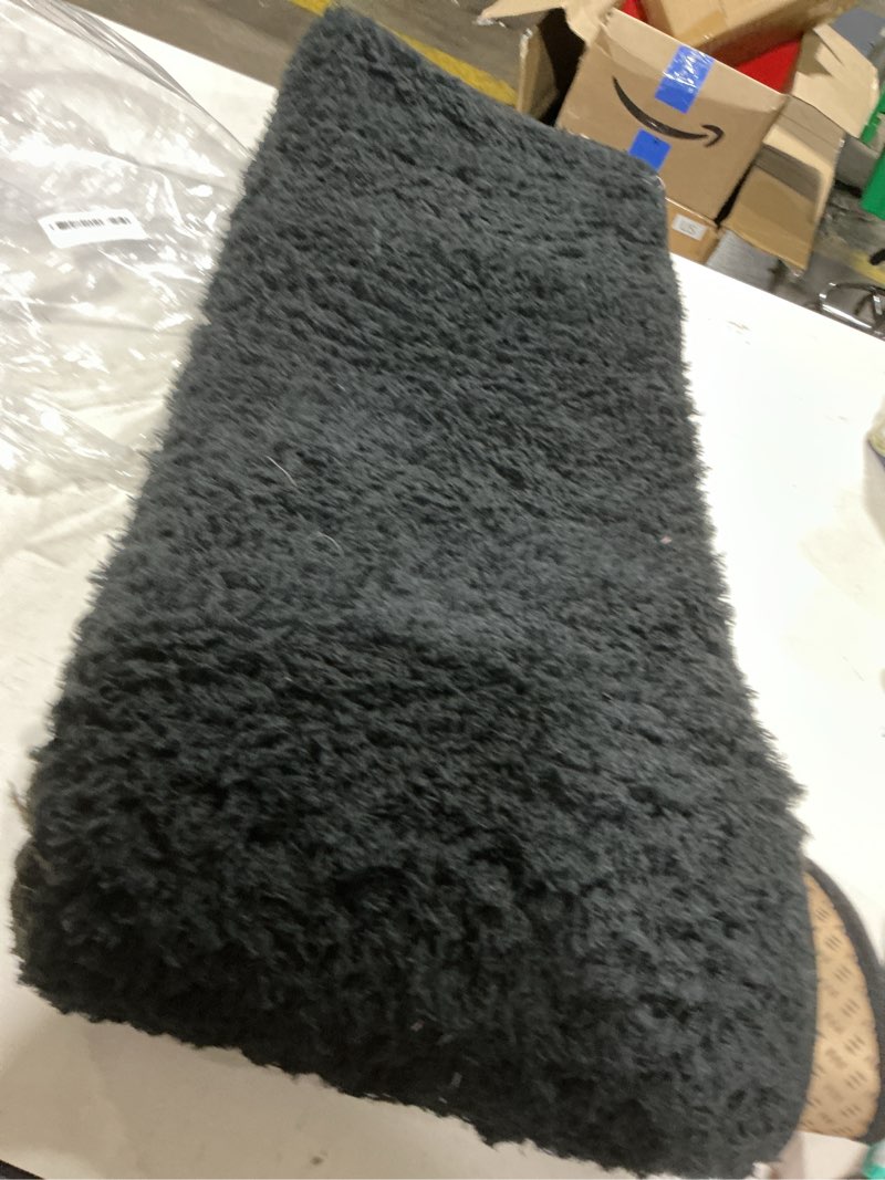 Condition photo showing As Is for bathroom rugs non slip 36"x24", absorbent bath mats quick dry, shaggy microfiber bath rugs, extra soft plush, machine washable bath mats for bathroom floor, tub and shower, black black 36" x 24" (rectangular)