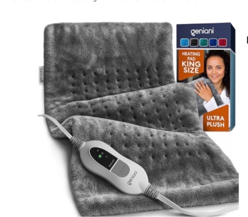 geniani electric heating pad for back pain & cramps relief, electric throw, auto shut off, machine w