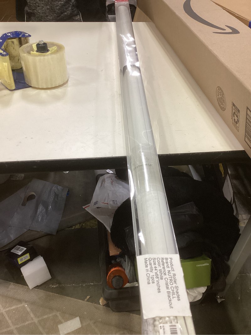 Condition photo showing Good Condition for NUTRO CHILL 100% Blackout Roller Shade, Blackout Blinds for Bedroom Windows, UV Protection Fabric Window Shades for Home and Office 60"W x 68"H Charcoal Gray