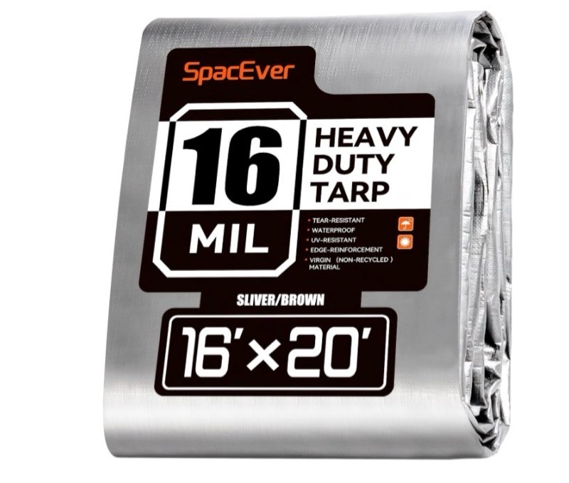 16mil tarps heavy duty waterproof 16x20 finished size, large outdoor multipurpose protective cover (
