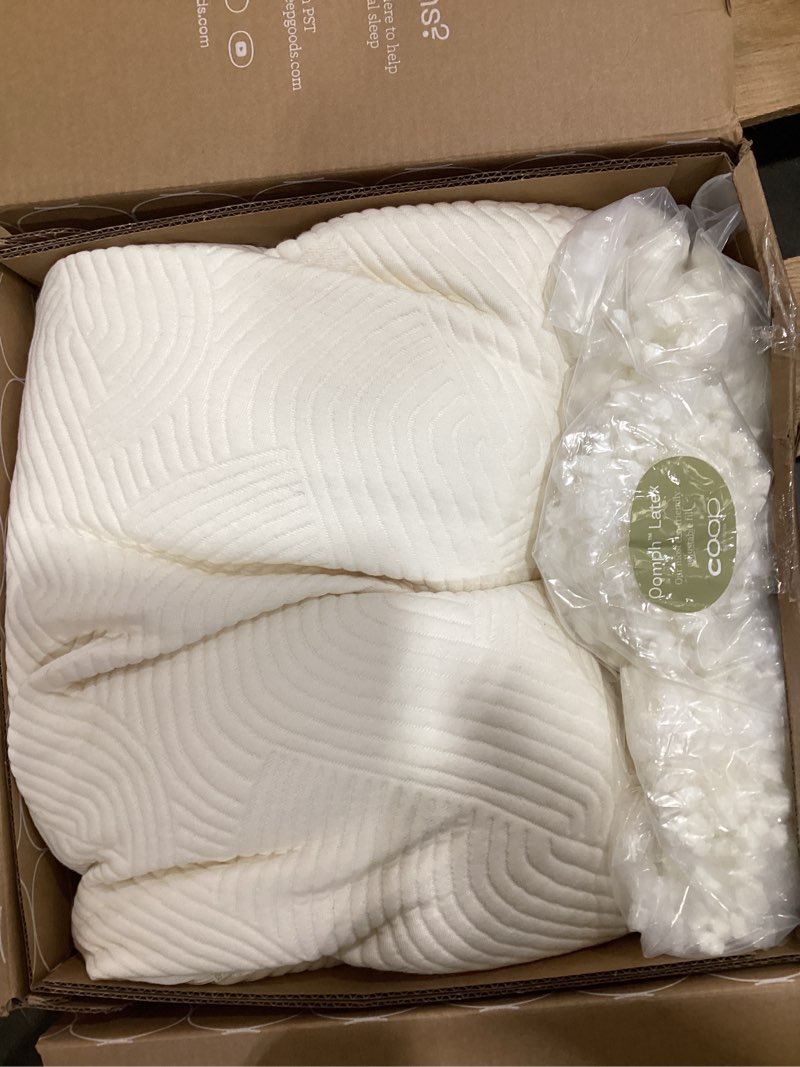 coop home goods adjustable latex crescent pillow queen, talalay latex & microfiber fill, ergonomic s
