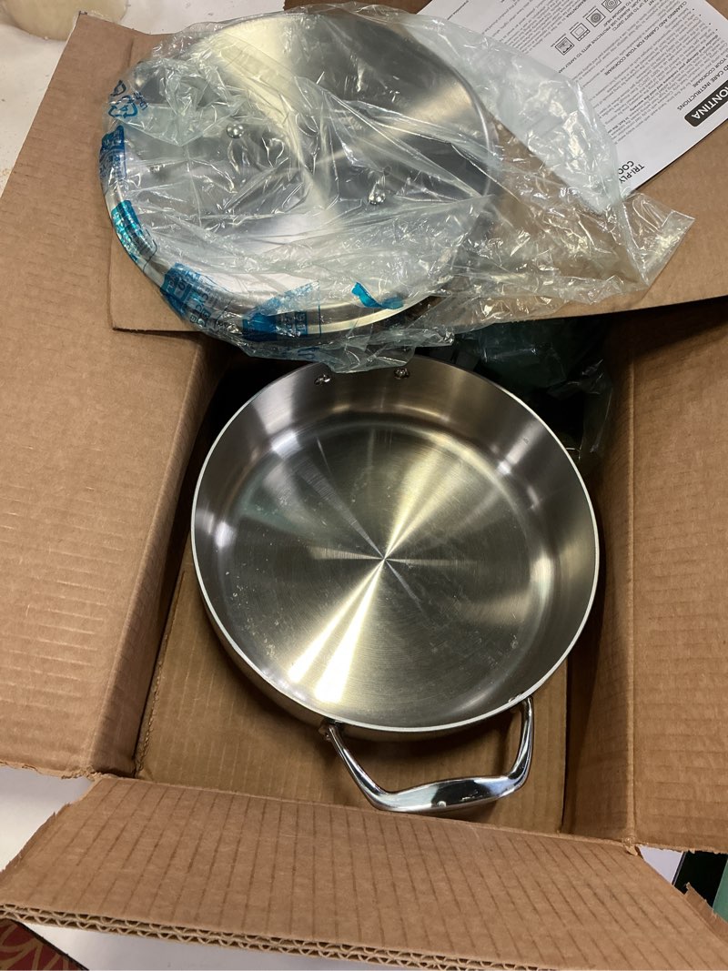 Condition photo showing Good Condition for Tramontina Signature Tri-Ply Clad Stainless Steel 3-Quart Saute Pan with Lid, Induction-Ready Cooking Pan, Dishwasher-Safe, NSF-Certified, Made in Brazil SAUTE PAN 3-Quart