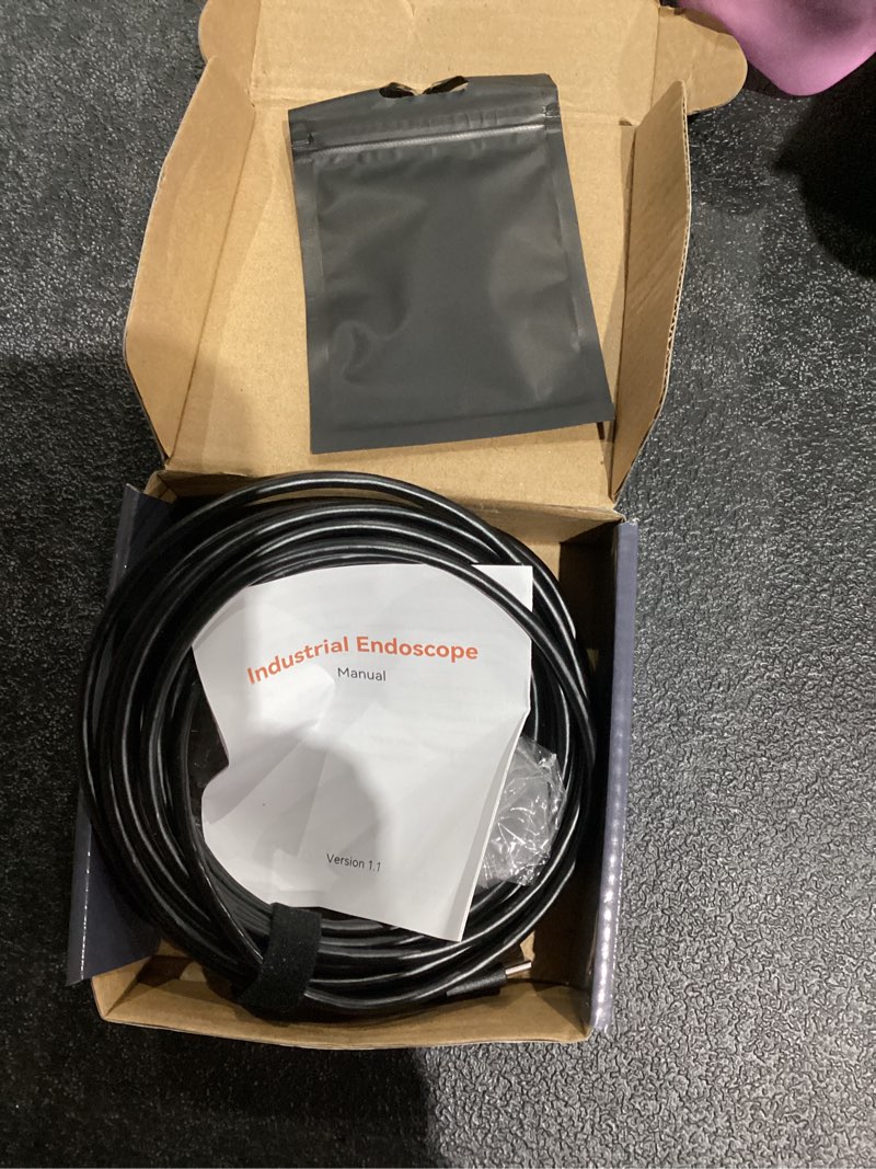 Condition photo showing As Is for endoscope camera with light, 1920p hd borescope tools with 8 adjustable led lights, endoscope with semi-rigid snake camera, inspection borescope for ios and android - 16.4ft single lens